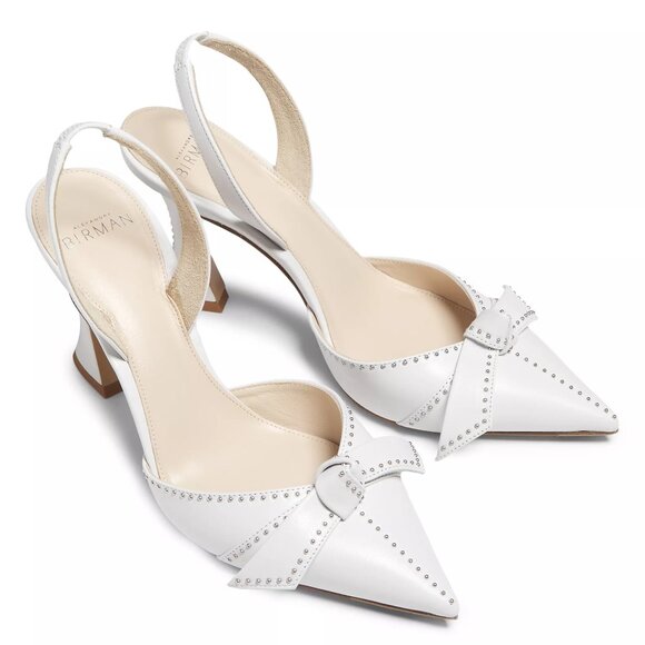Alexandre Birman CLARITA BELL Leather Studs Bow Sculptural Slingback Pumps IT37 - Picture 2 of 7